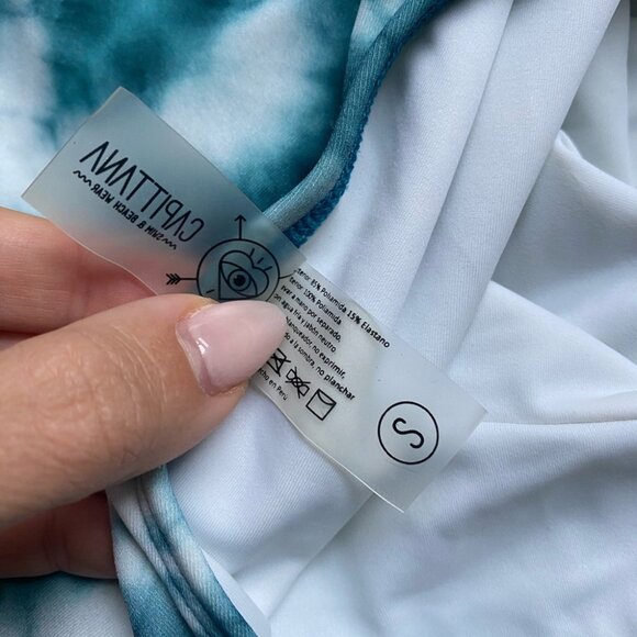 Capittana Aloha Swimsuit Blue White One Piece Monokini Bikini Halter Backless - Picture 10 of 16